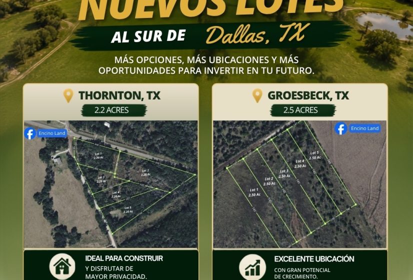 Nuevos lotes al sur de Dallas, TX