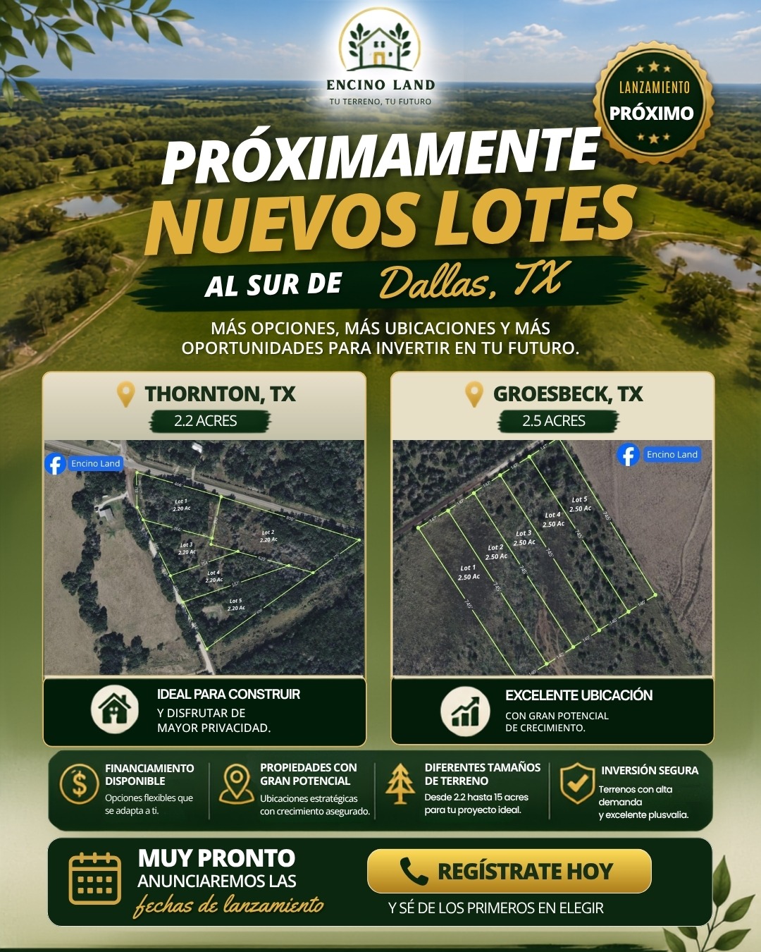 Nuevos lotes al sur de Dallas, TX